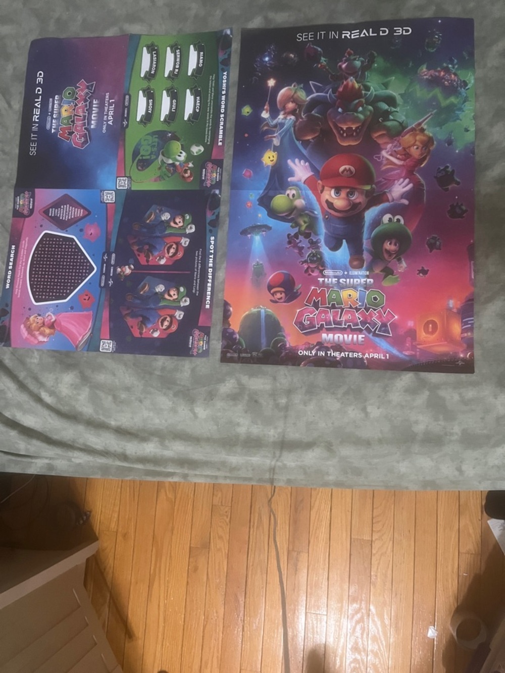 Super Mario Galaxy 18x24 Movie Poster ORIGIN Fold-Up (2-Sided) Nin ten do NEW - Picture 3 of 11
